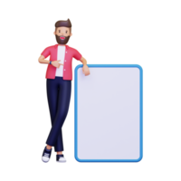 3d Man is pointing something at the board png