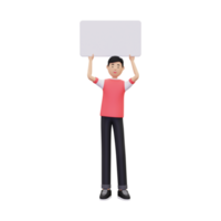 3d Man Holding Blank Placard png