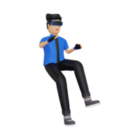 3d ragazzo sperimentare virtuale mondo png