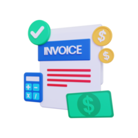 3d Invoice bill illustration png