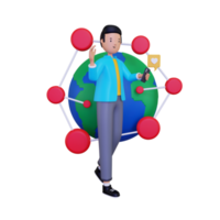 3d Social media connection illustration png