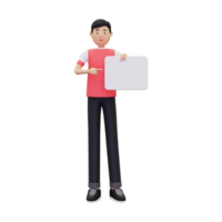 3d Man Pointing Placard Board png