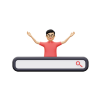 3d Search Bar With Men Being Excited png