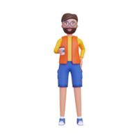3d Man holding coffee glass png