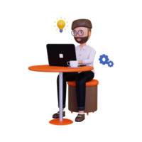 3d Businessman working on new business idea png