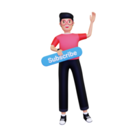 3d Man promoting subscribe button png
