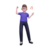 3d man enjoying music illustration png