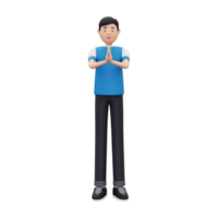 3d Boy with namaste gesture png