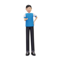 3d Boy pointing hand at front png