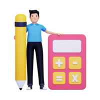 3d accountant doing calculation png
