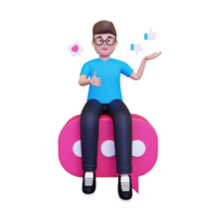 3d man giving feedback illustration png