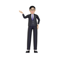 3d Businessman showing something illustration png