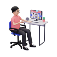 webinars online 3D para ilustração de educação png