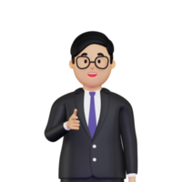 3d Businessman pointing towards the front illustration png