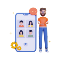 3d Online Group Video Calling With A Smartphone png