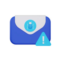 icono de amenaza de correo electrónico 3d png