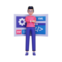 illustration de développeur php 3d png