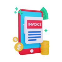 3d Online invoice illustration png