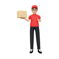 3d Deliveryman with courier showing thumbs up png