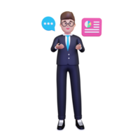 3d Businessman doing presentation illustration png