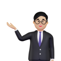 3d Businessman showing something illustration png