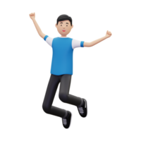 3d Boy jumping and celebrates png