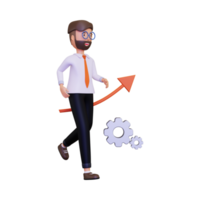 hombre de negocios acertado 3d que crece más png