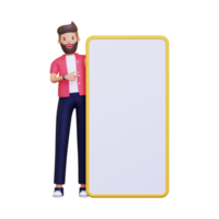 3d Man is pointing something at the board png