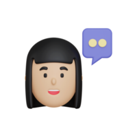 3D-Frau im Chat-Symbol png