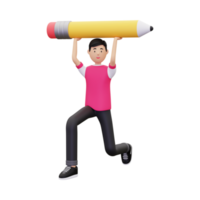 3d, homme, ascenseur, grand, crayon png