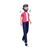 3d Walking while listening to music png