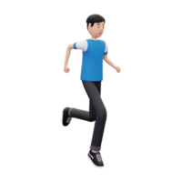 3D glücklicher Junge, der Laufübungen macht png