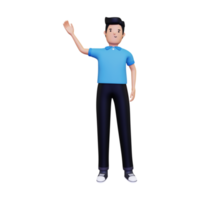 3d Man waving his hand png