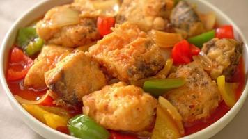 fish stew with tomato and pepper on plate video