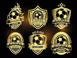 Illustration of golden soccer logo or label set vector