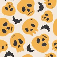 Happy Halloween cute vector seamless pattern skull. Creative childish texture in scandinavian style. Great for fabric, textile Vector Illustration.