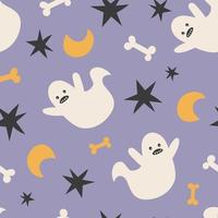 Happy Halloween cute vector seamless pattern with cartoon ghost. Creative childish texture in scandinavian style. Great for fabric, textile Vector Illustration