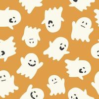 Happy Halloween cute vector seamless pattern with cartoon ghost. Creative childish texture in scandinavian style. Great for fabric, textile Vector Illustration