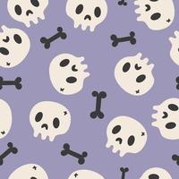 Happy Halloween cute vector seamless pattern skull. Creative childish texture in scandinavian style. Great for fabric, textile Vector Illustration.