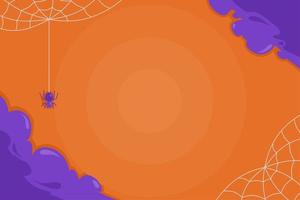 spooky halloween background template with hanging spider vector