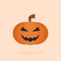 ilustración plana de calabaza de halloween con expresión de sonrisa aterradora vector