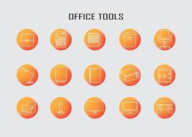 office tools set icon with white stroke vector