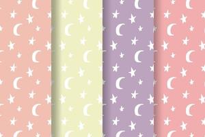Star and Moon Pastel Pattern vector