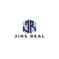 Abstract initial letter JR or RJ logo in blue color isolated in white background applied for luxury real estate company logo also suitable for the brands or companies that have initial name RJ or JR. vector