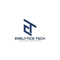 Abstract initial letter ET or TE logo in blue color isolated in white background applied for data analytic or software company logo also suitable for the brands or companies have initial name TE or ET vector