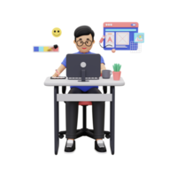 3d maschio grafico progettista Lavorando su il computer portatile