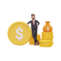 3d Wealthy investor with profit money png
