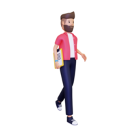 3d Man walking with notes png