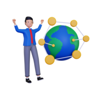 ilustração 3D de empresário internacional png