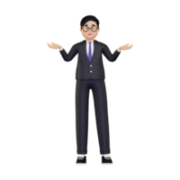 3d businessman presenting something illustration png